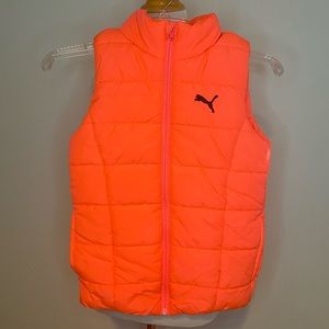 NWOT Girls Puma Puffy Vest Hot Pink Size S